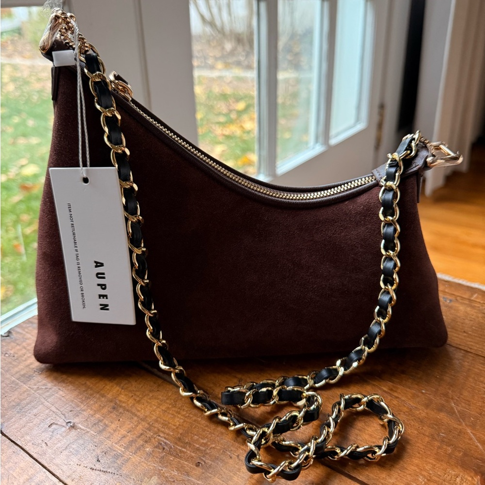 Aupen Chocolate Suede Bag